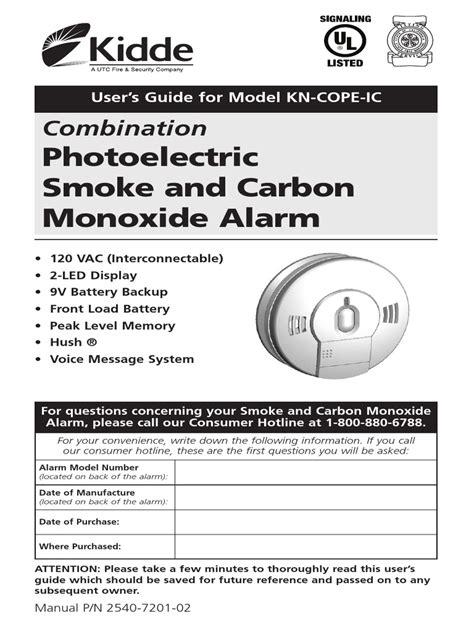 kidde carbon monoxide alarm manual|kidde carbon monoxide user guide.